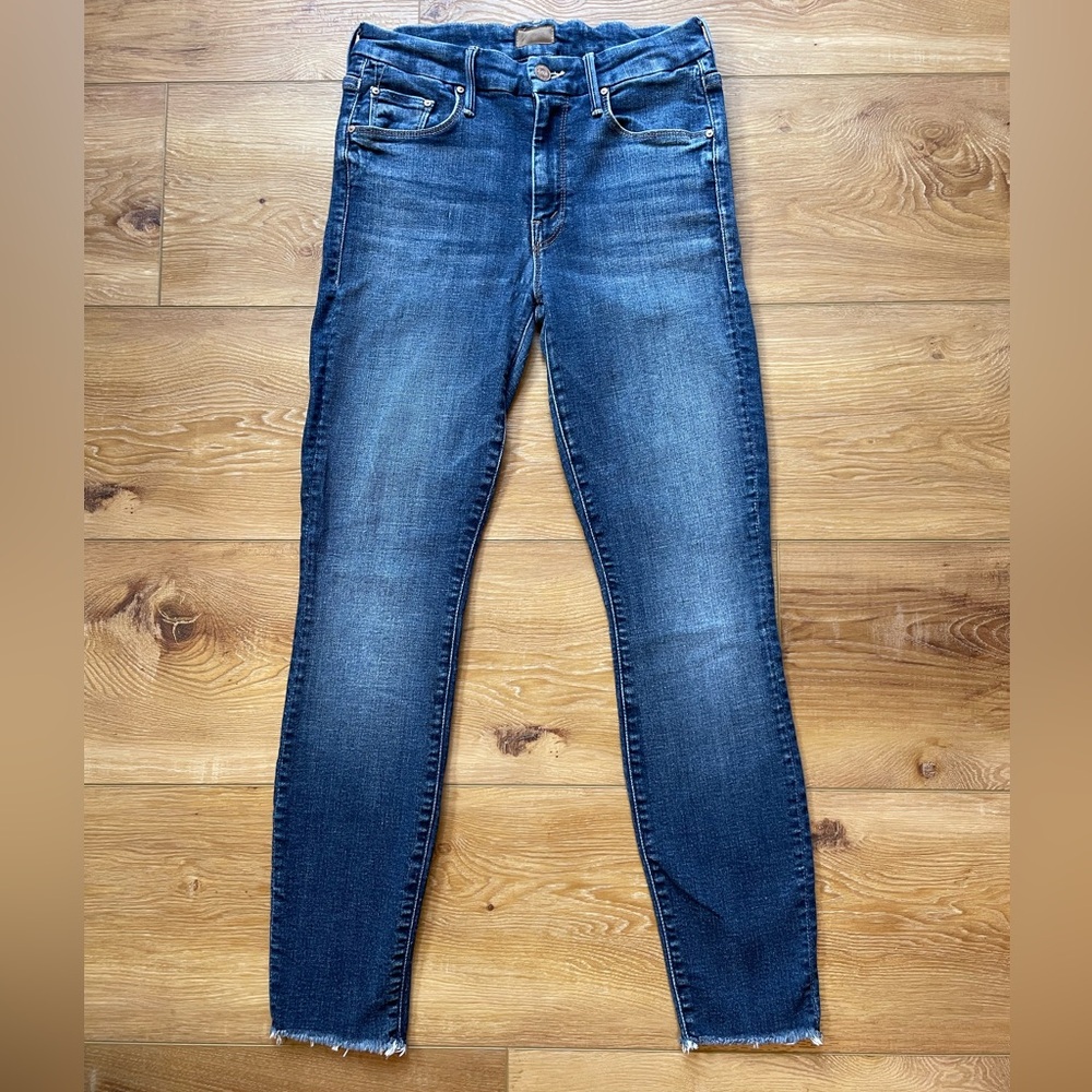 MOTHER Dark Blue Ankle Crop Jeans